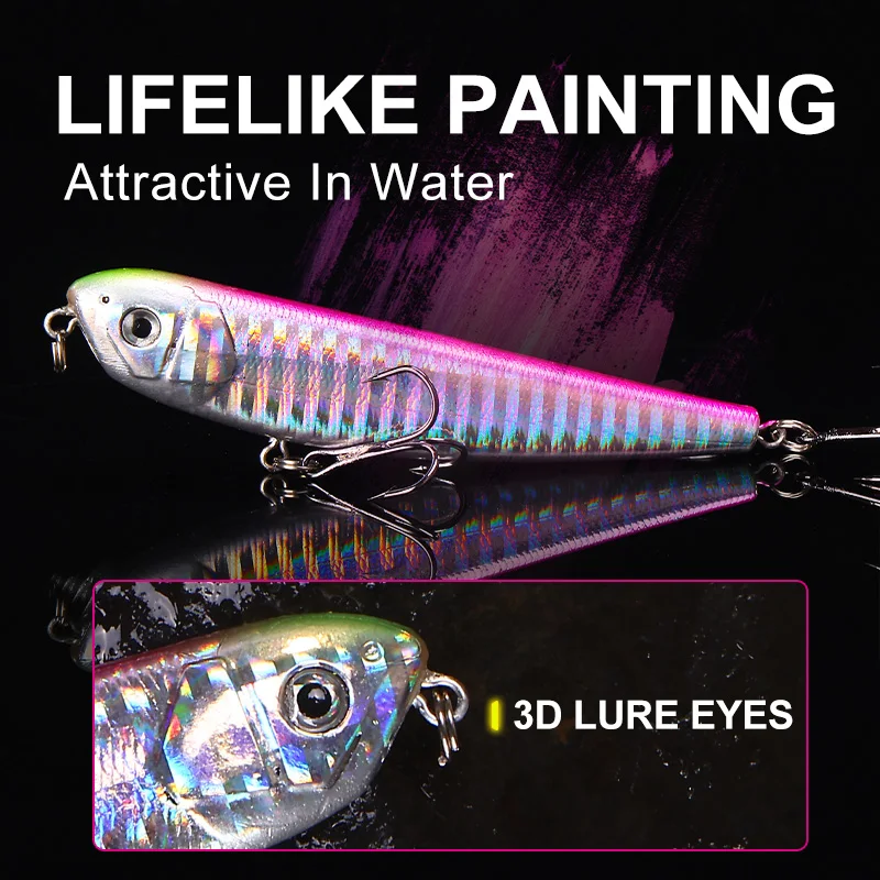 Weihe 5 uds 9cm 7,7g lápiz de cabeza redonda señuelo de pesca cebo hijo tipo pez perro con lápiz flotante de tres ganchos - imagen 4