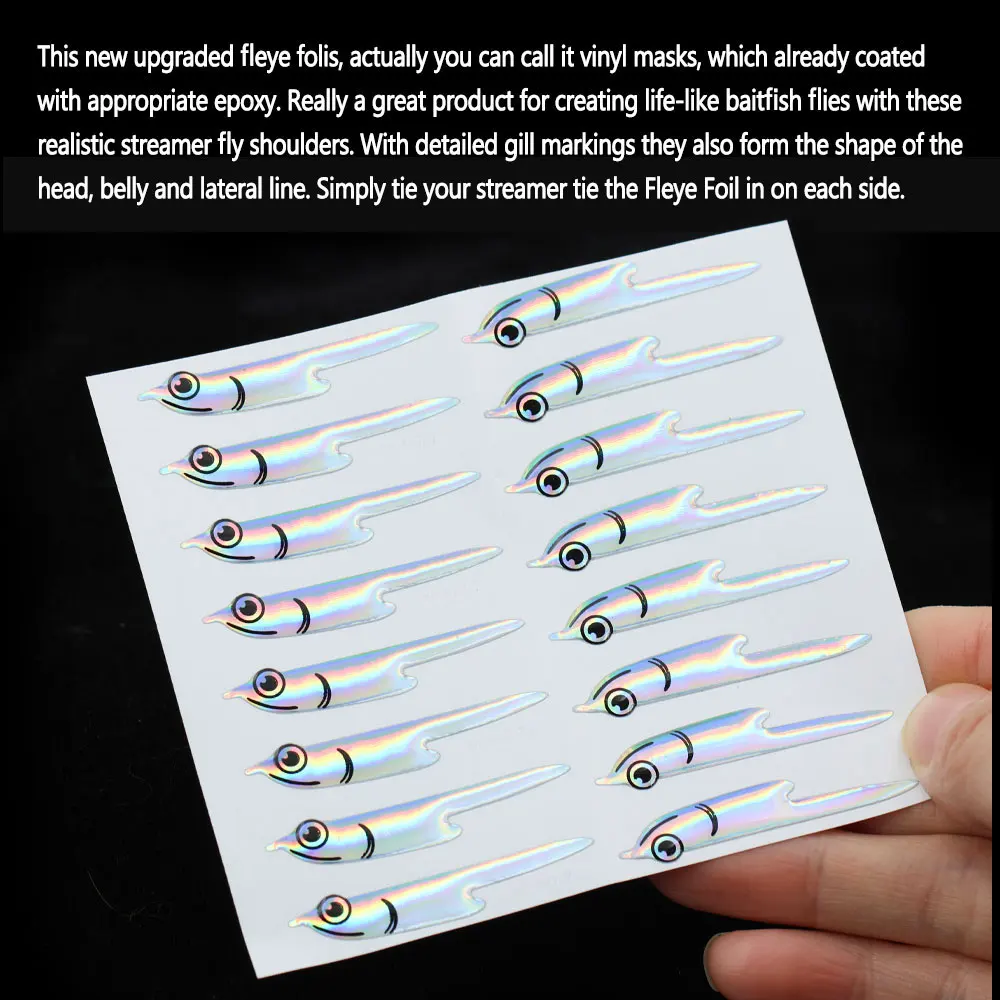 16/32 Uds. De láminas flexibles precortadas, señuelo de pez cebo, Material de atado de moscas, máscara de pez Artificial plateada, pegatina, Streamer, Señuelos de pesca de mar - imagen 4