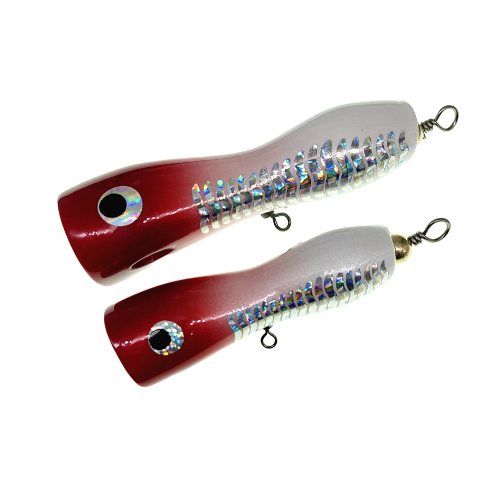 Topwater-señuelo de arrastre de superficie Popper de madera, 1 piezas, 28g, 44g, pesca en barco, cebo de carpintero Artificial para aparejos de pesca - imagen 4