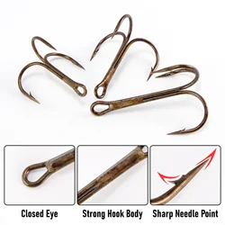 Anzuelos Triples Stinger de Bronce – Curvatura Redonda para Surf