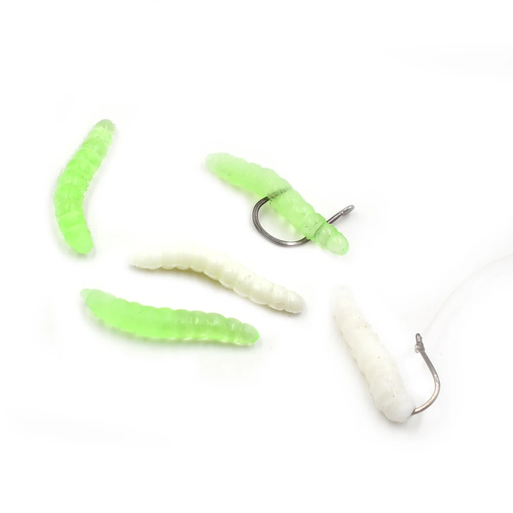 MNFT 50 Uds señuelo de pesca 3,8 cm gusano realista larva cebo suave silicona Artificial cebos de lombriz olor camarones aditivo lubina - imagen 4