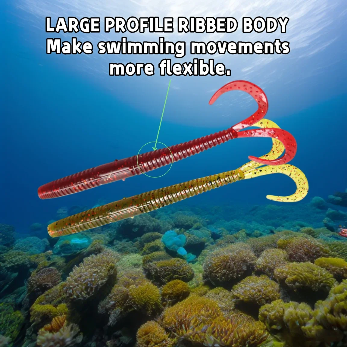 Señuelo de pesca de gusano de 9,5 cm, cebo suave, cebos de palo de plástico para lubina, trucha, señuelo de pesca, aparejo loco, aparejo de Carolina, aparejo de Texas - imagen 4