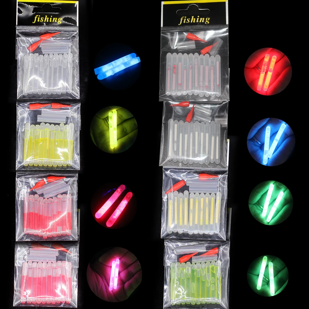 Barra de luz fluorescente para Pesca, flotador nocturno de 4,5x40mm, 10 unids/lote por bolsa