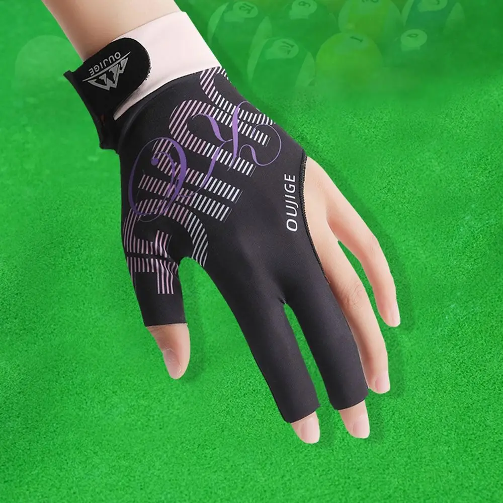 Guante de billar portátil para mano izquierda, guantes de entrenamiento de billar elásticos y transpirables, guantes antideslizantes de tres dedos, accesorios de Fitness - imagen 5