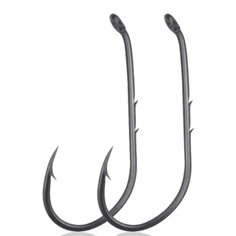 Anzuelo de pesca con doble respaldo, anzuelos de pesca con mango largo, anzuelo circular con púas, ojo vuelto 1 #   2  4 #   6 #   8 #   10 #   12 #   50 unidades por Pa - imagen 2