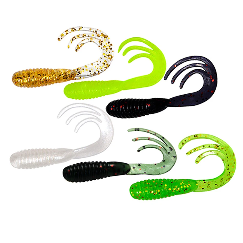 20 piezas Señuelos de Pesca 40mm/50mm/65mm 0,7g/1,6g/2,8g Wobblers pesca de carpa cebo blando Swimbait cola larva señuelos silicona Artificial - imagen 3