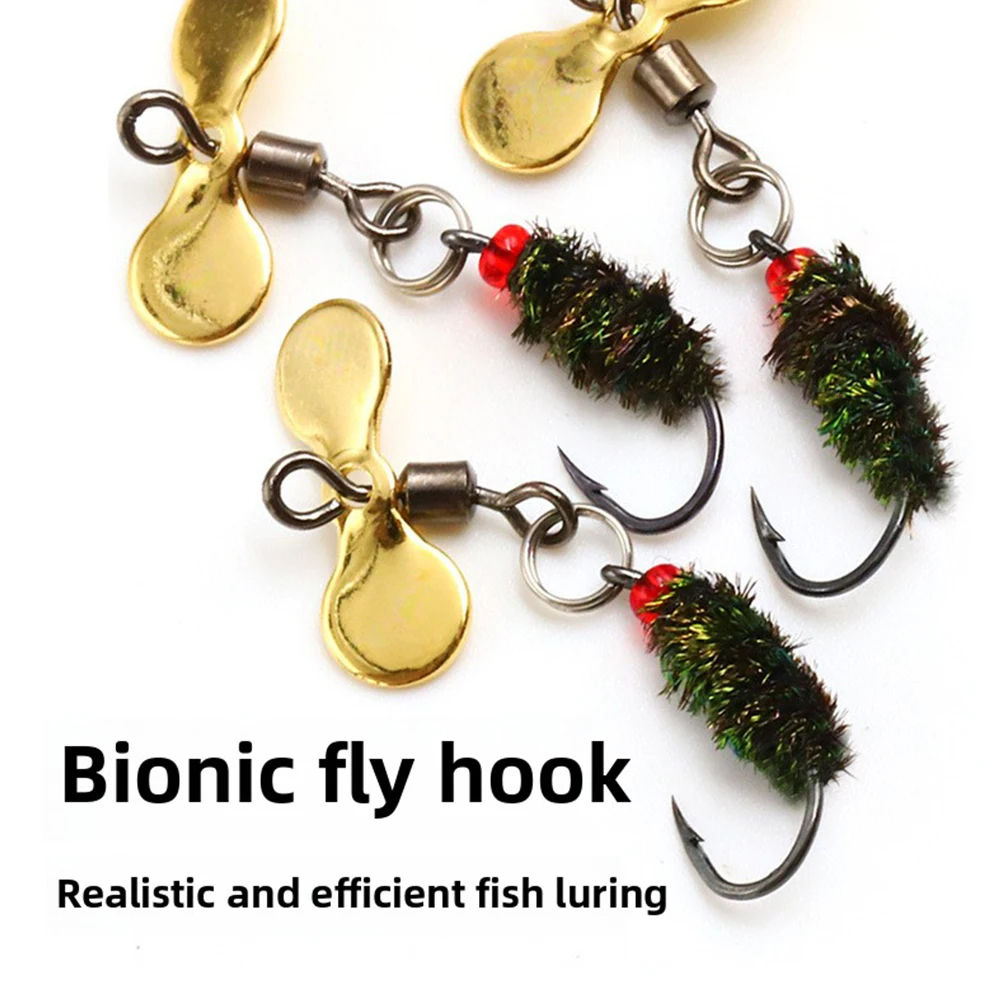 6 uds Spinner Jig insecto biónico señuelos falsos anzuelo con alas Scud mosca insecto cebo Artificial gusano señuelo aparejos de pesca - imagen 3