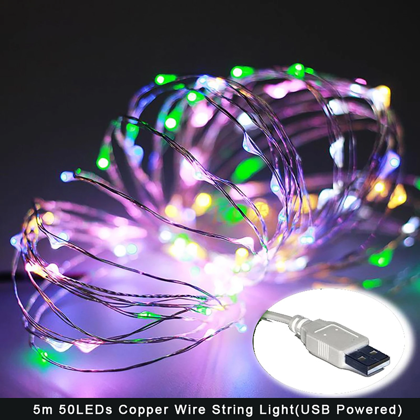 Cadena de luces para decoración de acampada, luz LED con carga Usb, iluminación ambiental colorida para tienda, dosel, refugio, adornos navideños - imagen 2
