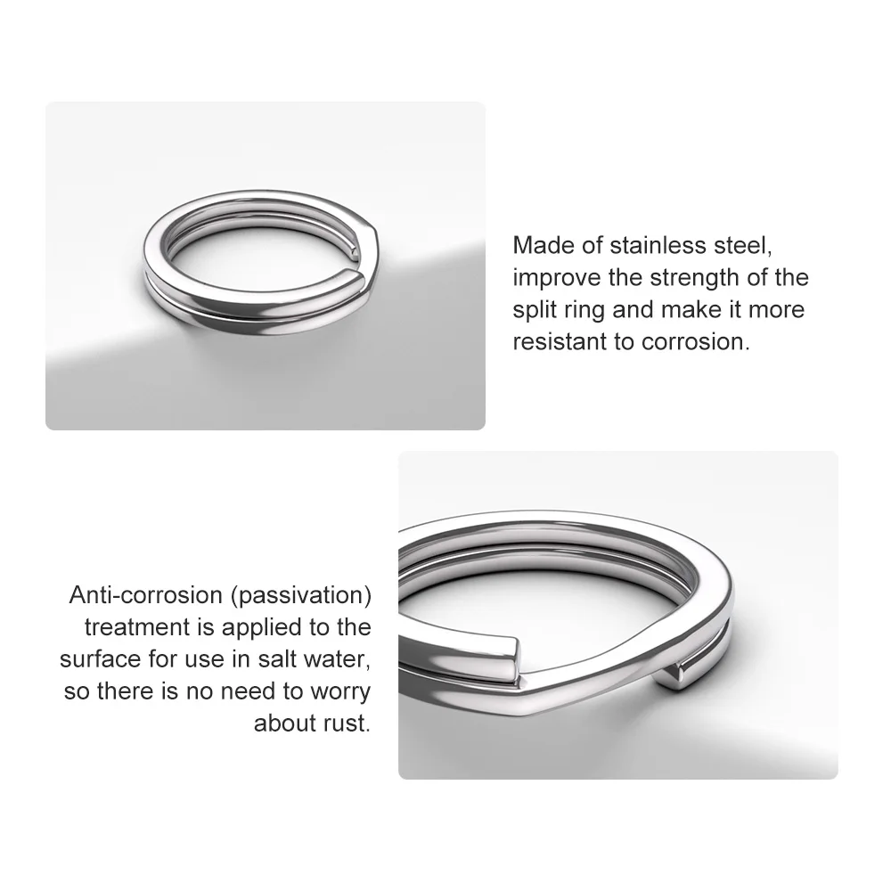 Noeby-anillo dividido de pesca de acero inoxidable, accesorio de anillo sólido ovalado doble para gancho de pesca, señuelo a presión, anillo conector giratorio - imagen 5