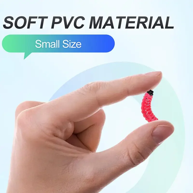 Combo de señuelo Artificial suave, 5 colores, Mini Kit de señuelo de gusano de comida, cebo de gusano, caja de señuelos de Pesca Wobbler de agua dulce y salada - imagen 4