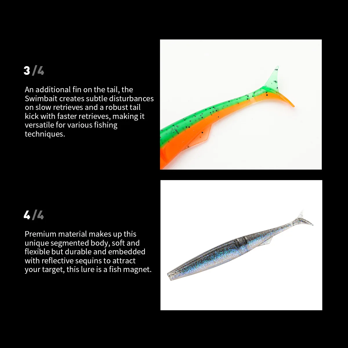 Testar 5 unids/bolsa 12cm 9,9g T-tail Swimbait cebo blando segmentado ranuras de escamas holográficas para lubina Señuelos de pesca en hielo - imagen 5