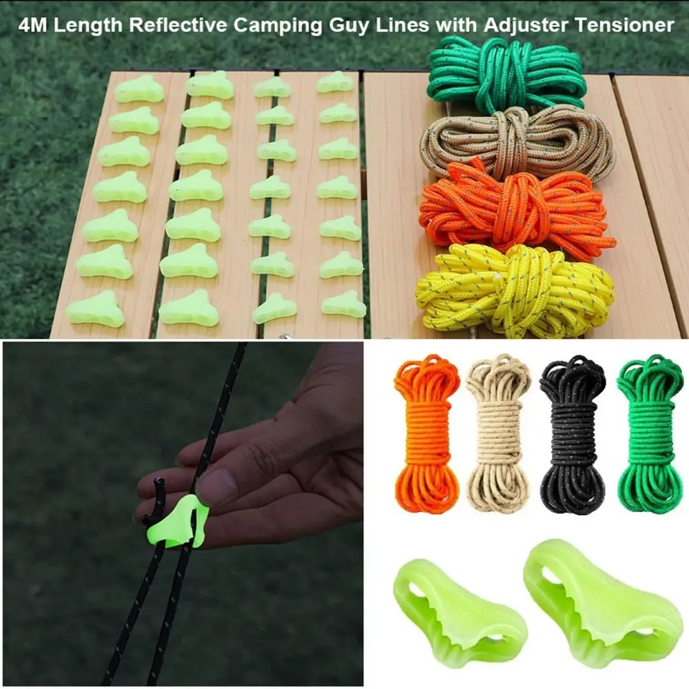 Cuerdas Guyline reflectantes con tensor para acampada y tienda - imagen 2