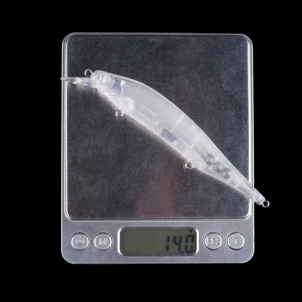 Hanlin-sonajeros artificiales sin pintar, Señuelos de Pesca de pececillos, cebos transparentes flotantes, aparejos de lubina en blanco, 10/20 piezas, 13CM, 14G - imagen 3