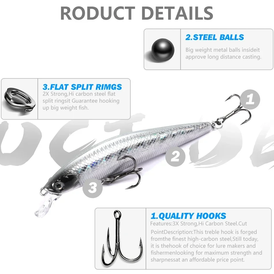 MOOKZZ-señuelos artificiales de pesca, cebos Wobblers de alta calidad para pececillos que se hunden, suspensión, modelo caliente, 6,5G/9G/11G - imagen 5