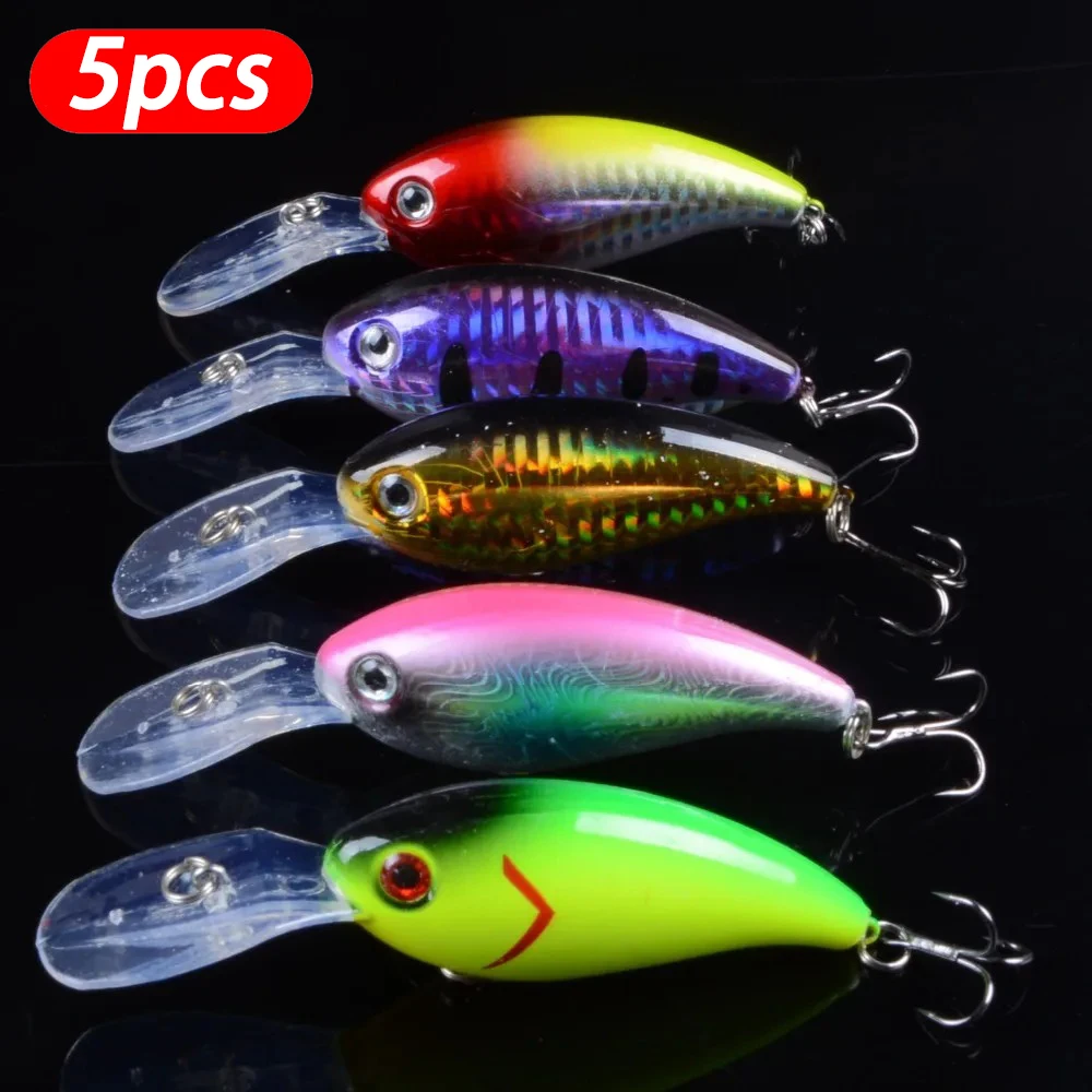 5 uds manivela señuelo de Pesca cebo Wobbler Minnow Isca ojos artificiales 3D señuelos Crankbait para lubina Lucio carpa aparejos de Pesca