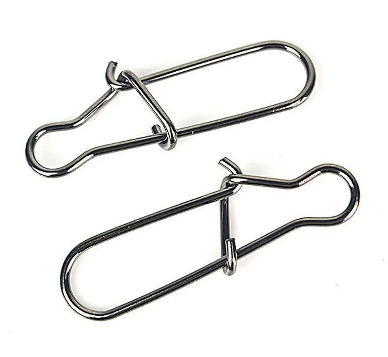 Broches de seguridad para pesca, 100 piezas, conector de cebo de pesca, cierre de gancho de acero inoxidable, anillos sólidos - imagen 3