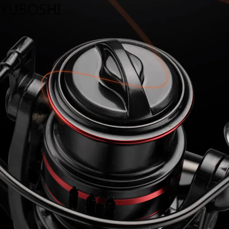 YUBOSHI-carrete giratorio 5 + 1BB, accesorio duradero, súper largo alcance, poco profundo, Ratio de engranaje 5,2: 1, Negro, Rojo, pesca en roca - imagen 5