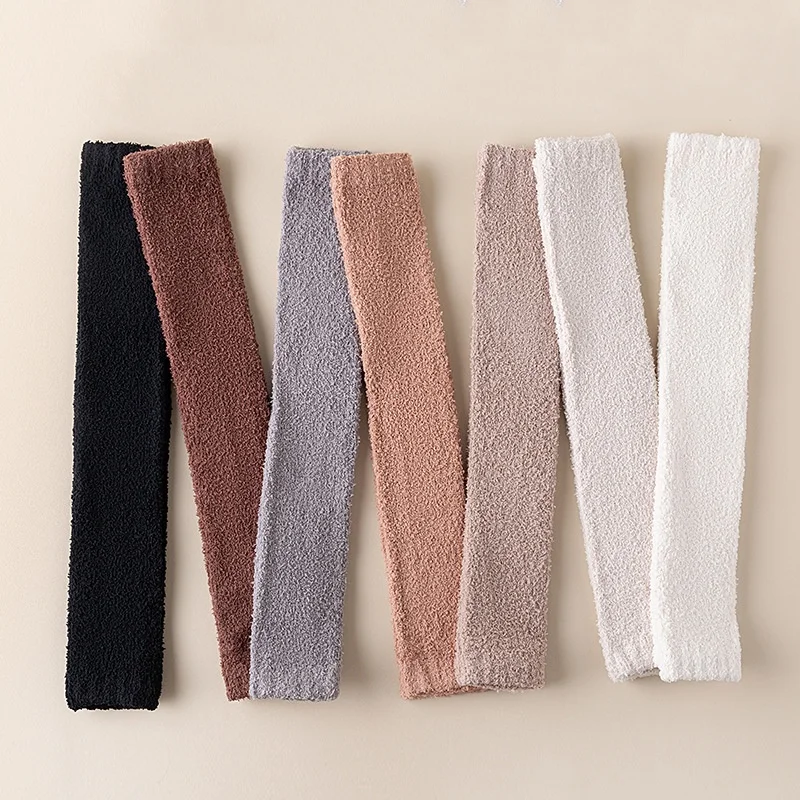 Calentador de piernas de invierno para hombre y mujer, calentadores térmicos acogedores por encima de la rodilla de lana Coral blando para motocicleta, ciclismo y esquí, 1 par - imagen 4