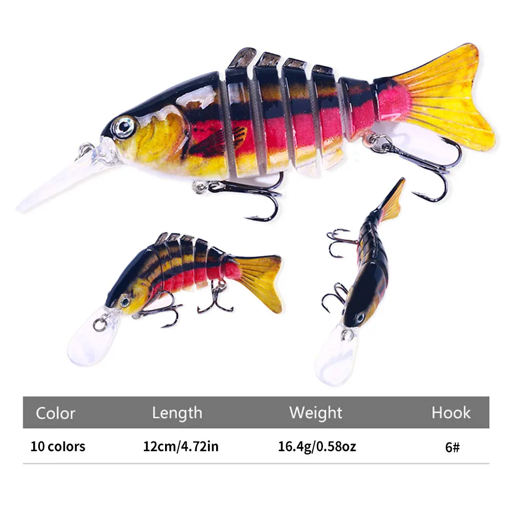 Señuelos de Pesca de 12cm y 16g, Wobblers que se hunden, 7 segmentos, Swimbait multiarticulado, cebo duro, aparejos de Pesca para lubina Isca Crankbait - imagen 2