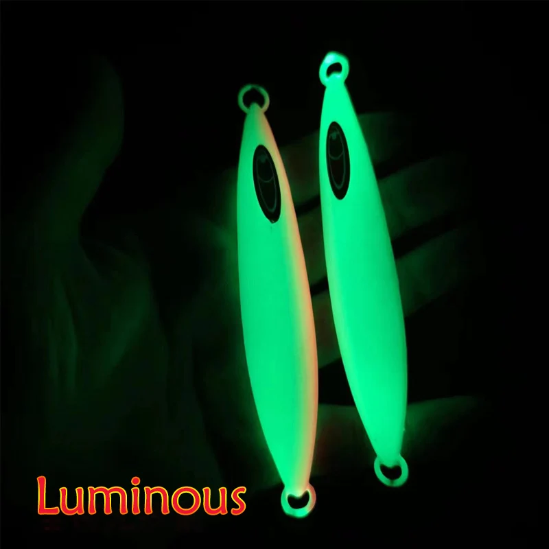 Señuelo de pesca luminoso, plantilla de Metal, 60g, 80g, 100g, 120g, 150g, 200g, 250g, cuchara de Jigging lento, cebo Artificial duro sin gancho - imagen 2