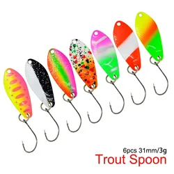 7 unids/lote cebo cuchara de Pesca 3g 31mm señuelo de Pesca de Metal con un solo gancho cebo duro señuelos Spinner para perca de trucha Japón Wobbler