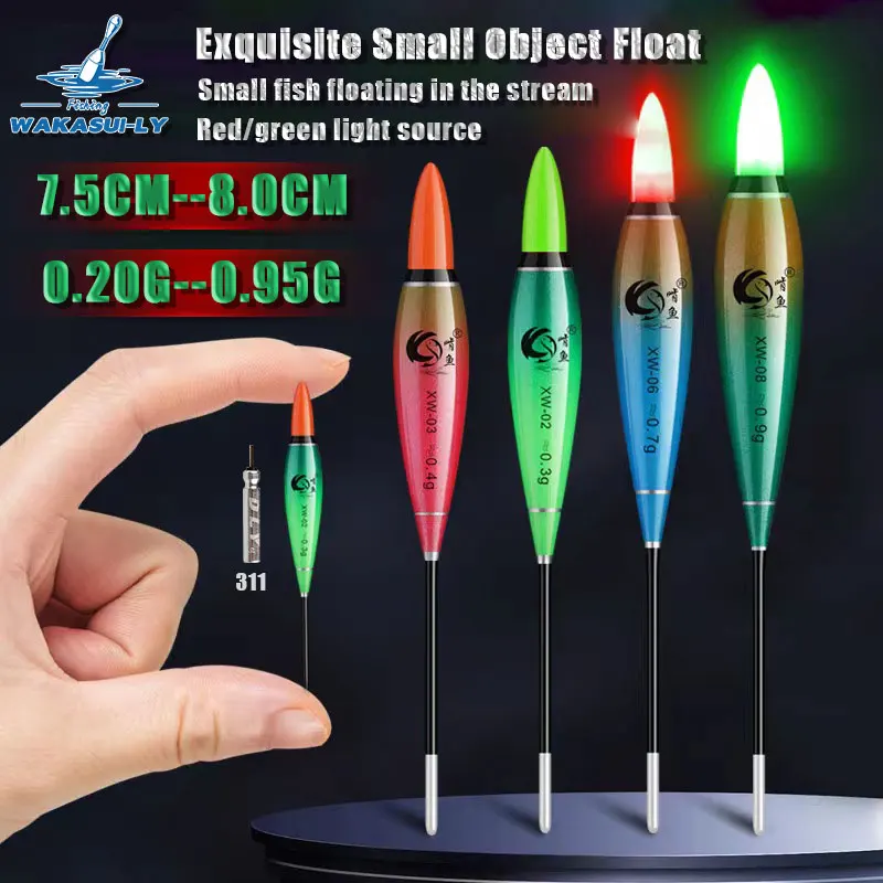 Flotador de luz nocturna electrónica para objetos pequeños, flujo de objetos pequeños, flotador de pesca al aire libre de alta sensibilidad para aguas poco profundas