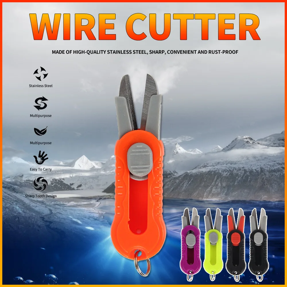Tijeras de pesca plegables, herramienta portátil de corte de línea trenzada de alambre de nudo de acero inoxidable y carbono, accesorios para aparejos de pesca