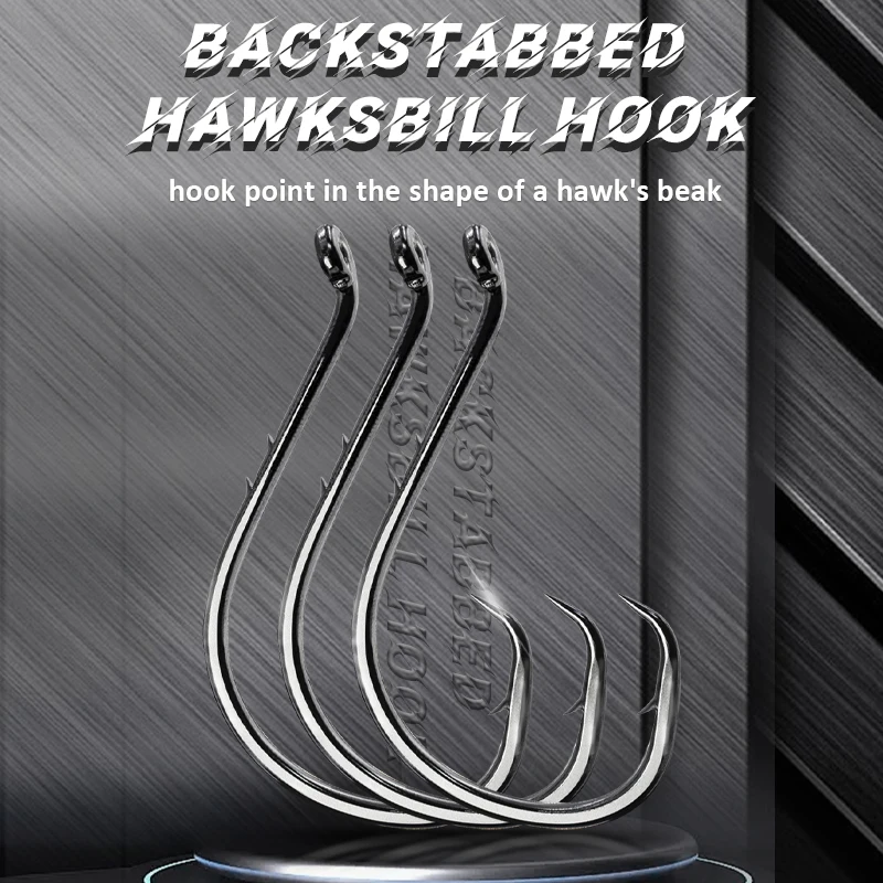 ZYZ anzuelos circulares de doble retroceso, 4 tamaños, 7 a 14 unids/lote/bolsa, anzuelos de pesca de acero de alto carbono, accesorios de pesca de atún y lubina - imagen 4