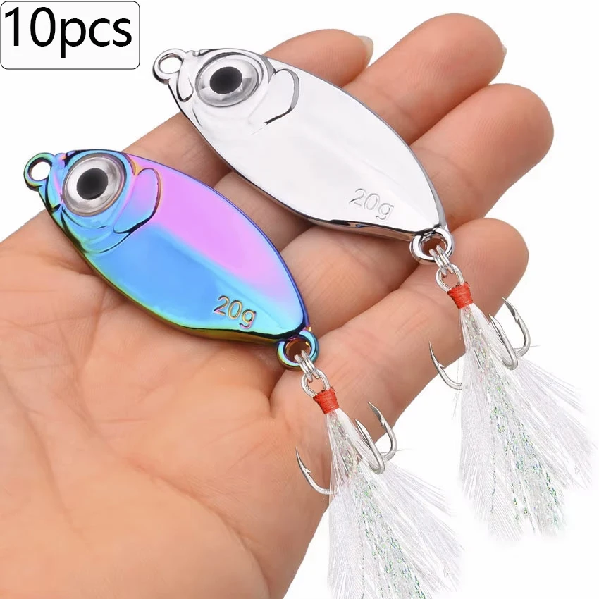 10 unids/lote señuelos tipo cuchara 5G-20G Metal Vib juego de Señuelos de Pesca hundimiento duro VIB Señuelos de Pesca de Mar cebo de Pesca Artificial