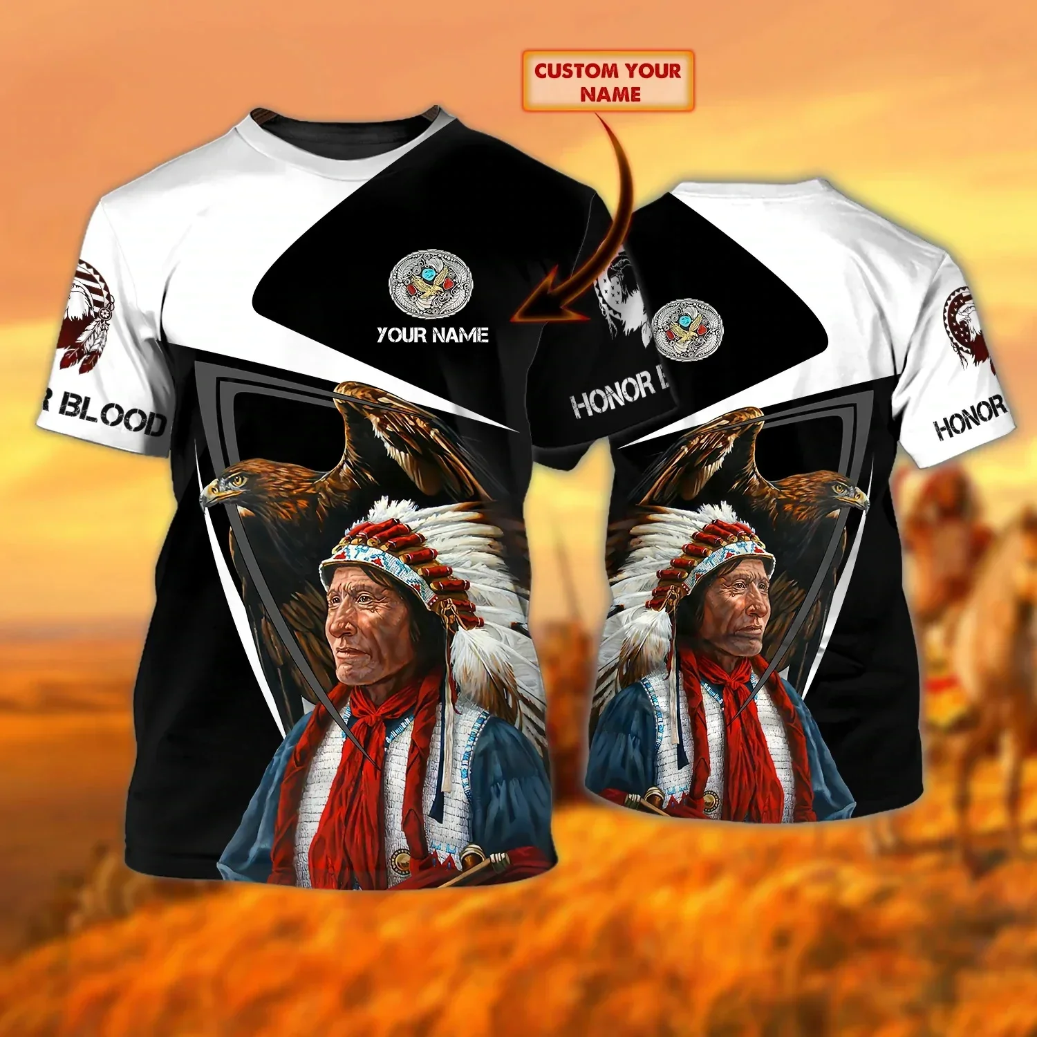 Camiseta personalizada con estampado de lobo nativo en 3D para hombre, camiseta a la moda con estampado completo, camiseta informal de calle Unisex de estilo veraniego TX286 - imagen 2