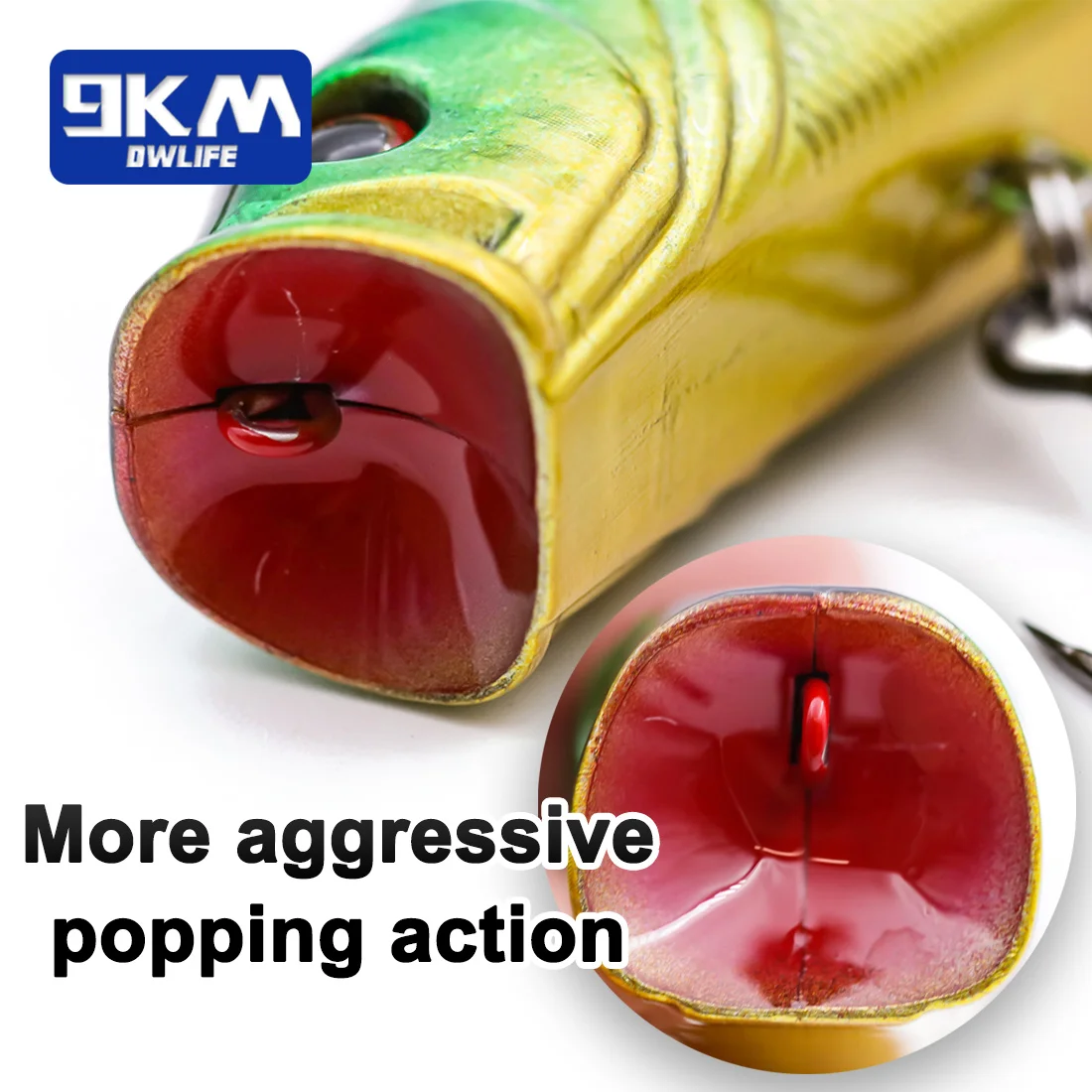 Señuelos de pesca Popper agua salada 7 ~ 9cm Striper Pike salmón señuelos lubina Topwater señuelo de pesca Popper tapones de pesca con anzuelos triples - imagen 4