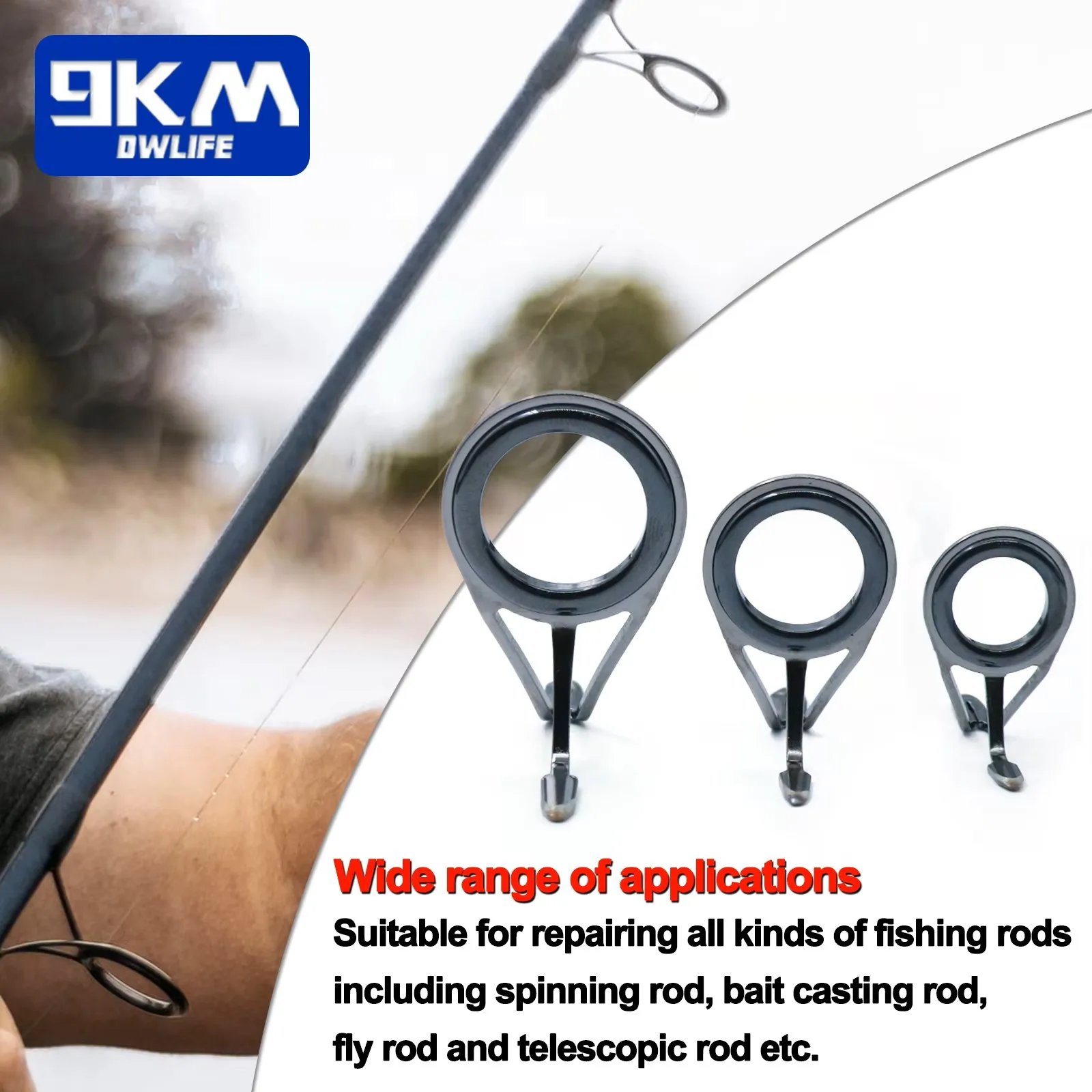 Guía de caña de pescar de 9KM, Kit de reparación de caña giratoria de 8 ~ 120 Uds., varilla de fundición de acero inoxidable, juego de repuesto de varilla de anillo de cerámica para construcción - imagen 5