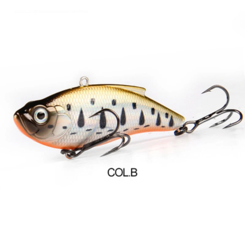 VIB-señuelo de pesca de 75mm y 15g, cebos de vibración que se hunden, Crankbait, anzuelos triples, aparejos Swimbait, cebo falso de agua dulce de mar, accesorios - imagen 3