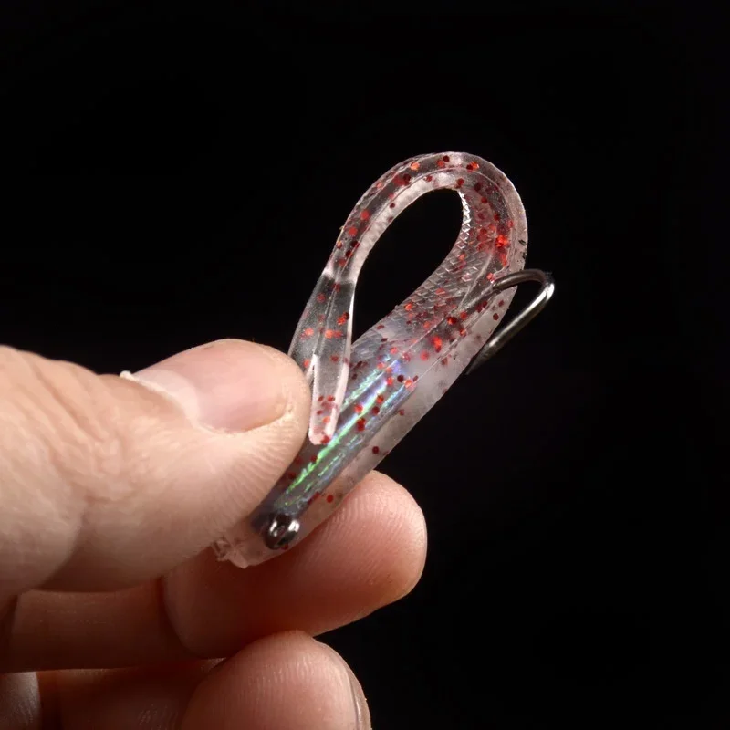 Señuelos de pesca de silicona, cebo Artificial suave con anzuelos para agua salada y dulce, 5 uds. - imagen 3