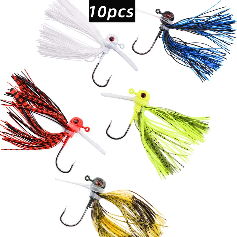 10 Uds 10g/14g/18g Scrounger Jig Head Spinner cebo Señuelos de Pesca con tablero de bloqueo de agua cebo giratorio para pesca de lubina