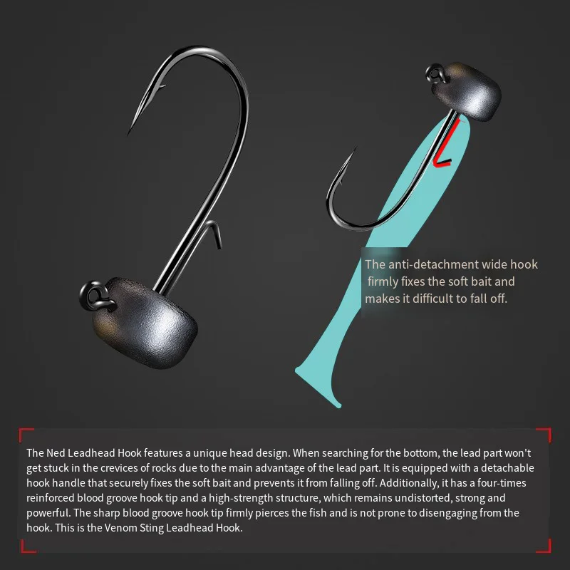 Anzuelo con cabeza de anzuelo de pesca, fuerte, anticaída, soporte auxiliar, ganchos, pez mandarín, plomo, cola en T, anzuelo de gusano - imagen 2