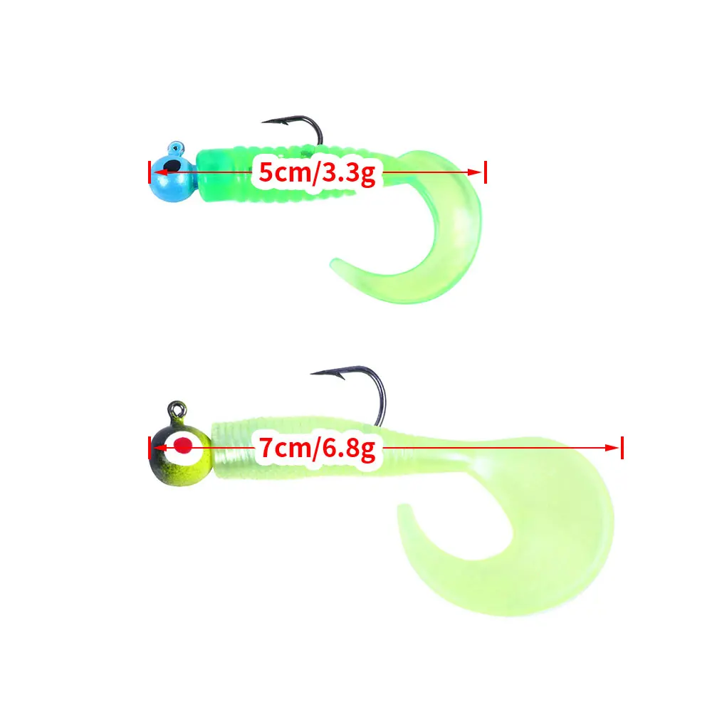 17 unids/lote Kit de señuelo suave señuelo de Pesca suave 3,3g 6,8g con anzuelo de cabeza anzuelo anzuelos aparejos de Pesca carpa Lucio lubina - imagen 2