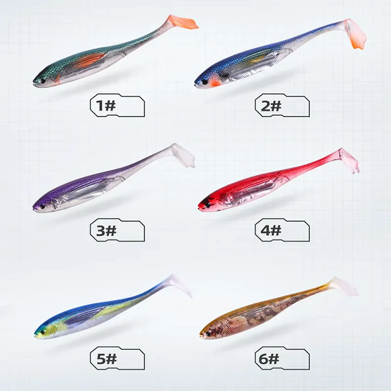 WEIHE 12,5 cm 10g 2 unids/pack 6 colores cola en T señuelo de pez suave señuelo de pesca suave cebo de pesca de PVC flotante realista swimbait - imagen 3