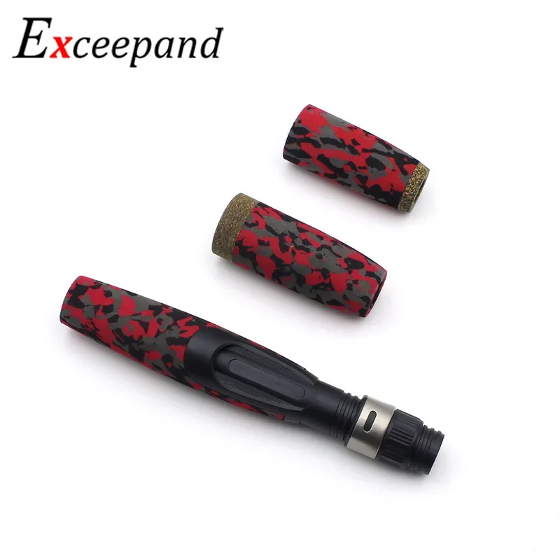 Exceepand-mango de caña de pescar giratoria de camuflaje EVA roja, agarre dividido con asiento de carrete, Kits de reparación de poste de bricolaje, 1 Juego - imagen 5