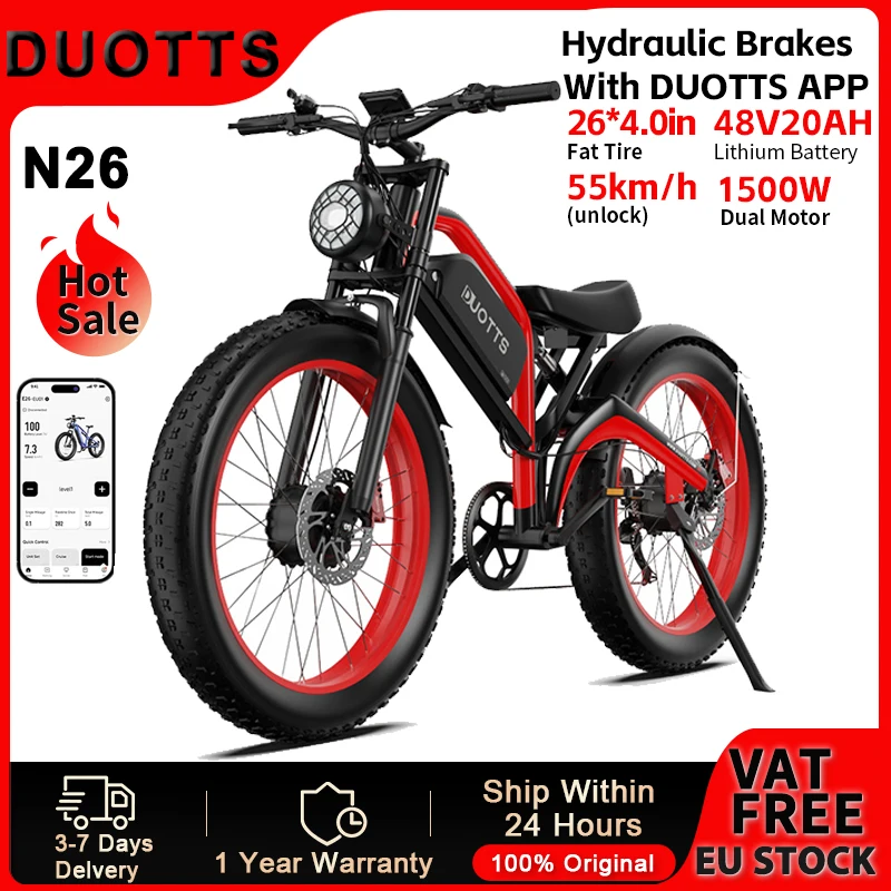 DUOTTS N26 Bicicleta Eléctrica 2000W Motor Dual 48V Todoterreno - imagen 2