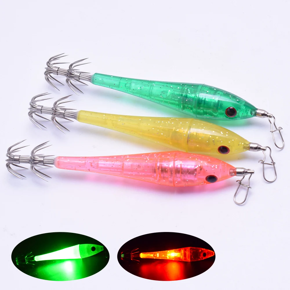 Señuelo LED subacuático con gancho doble de calamar – Cebo de camarón - imagen 4