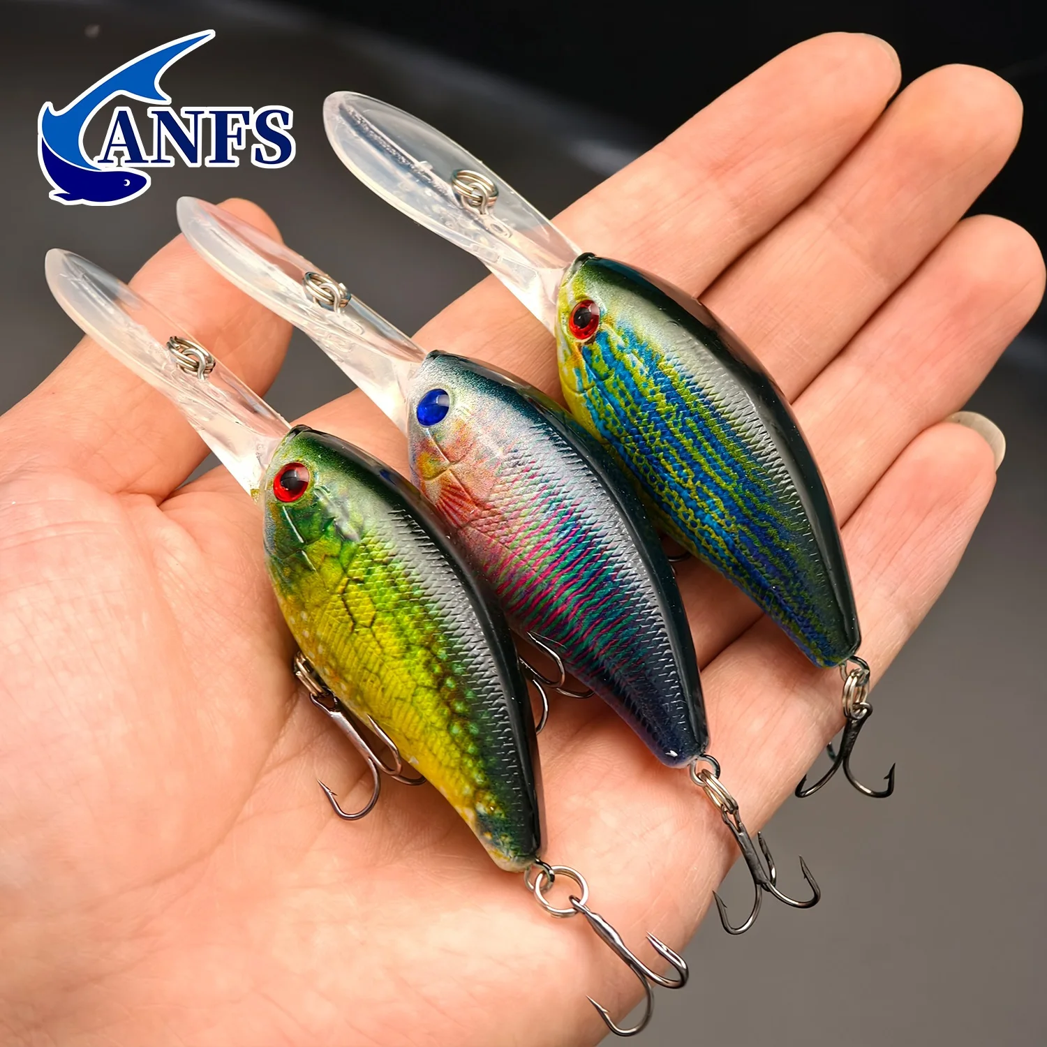 ANFS 3 uds/1 Uds Señuelos de pesca Crankbait -10cm/ 3,93 pulgadas, 12,5g/0,42oz, Material ABS duradero-para entusiastas de la pesca de lubina y Lucio