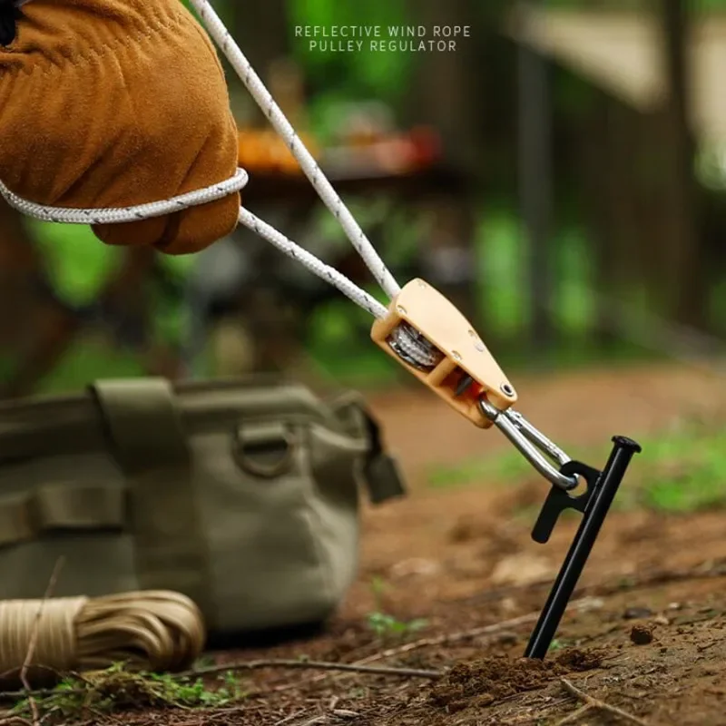 Tensor de cuerda de amarre para tienda de campaña, 5m, polea de sujeción, perchas de trinquete, gancho de cuerda para toldo, hebilla para dosel, correas de ajuste de cuerda - imagen 4