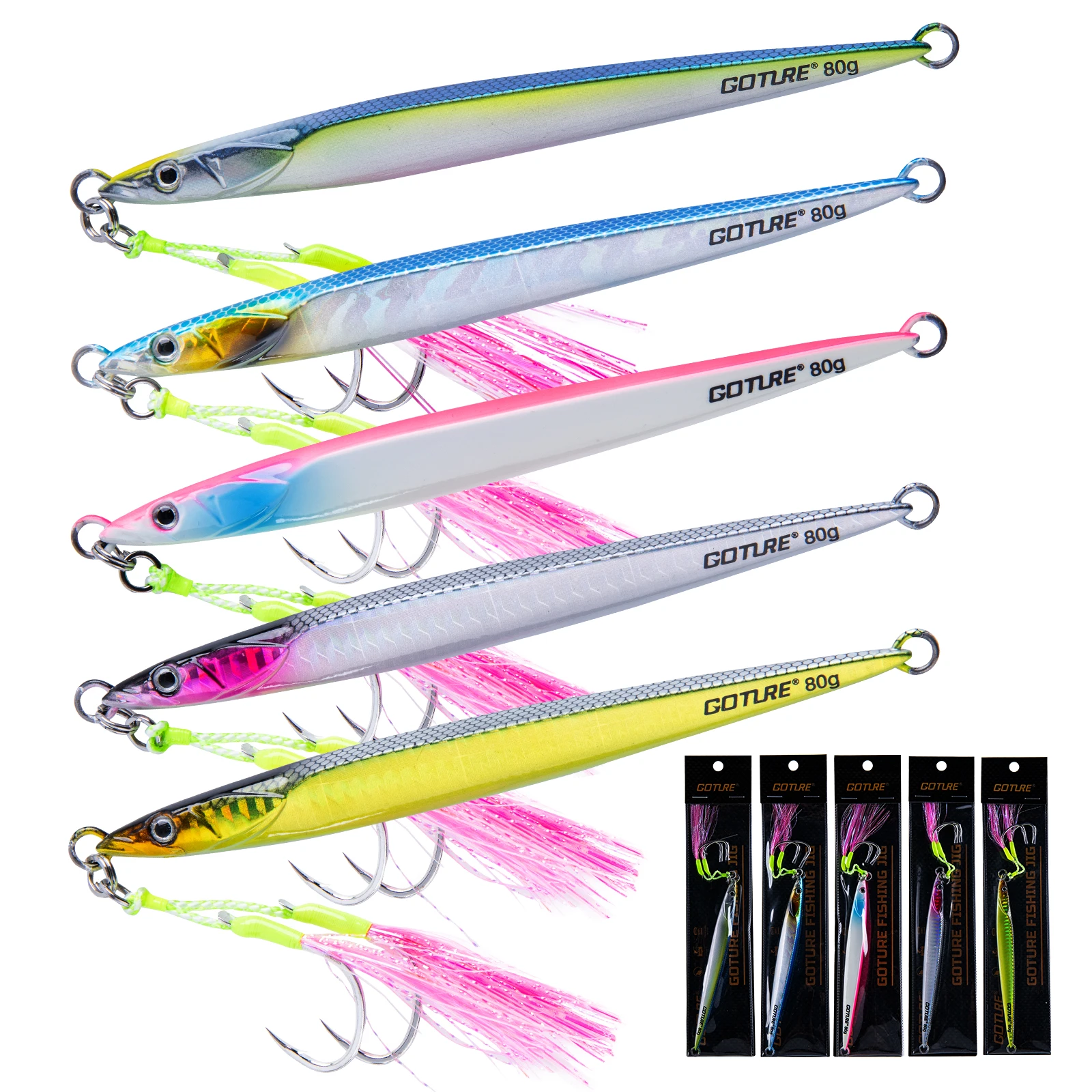 Goture nuevo 120g/150g/200g/300g hundimiento rápido Jigging señuelo de pesca fundición plantilla luminosa señuelo pesca de mar Trolling aparejos de Jigging