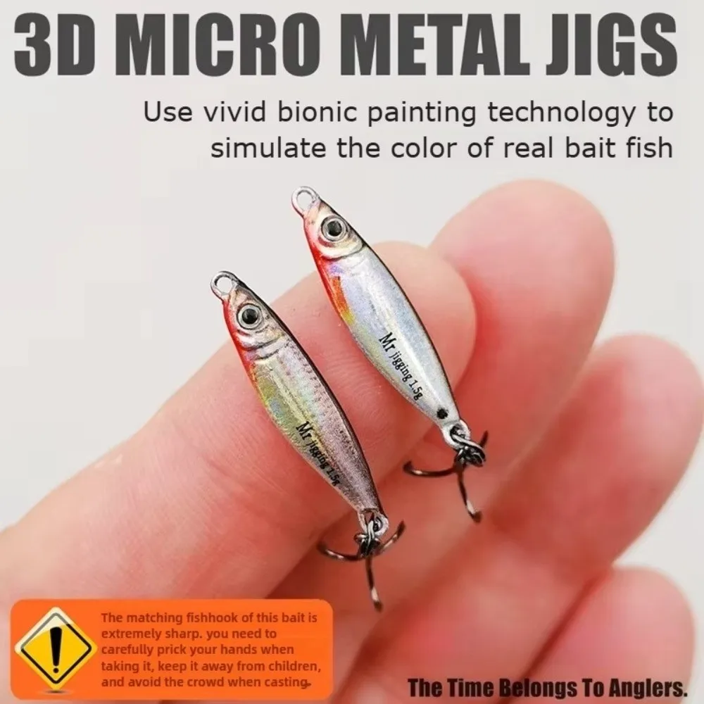 Placa de hierro cebo de tamaño Micro 1,5g peso Mini tamaño 3D Mini VIB señuelo diseño 3D Material metálico Micro señuelos de pesca con lentejuelas - imagen 2