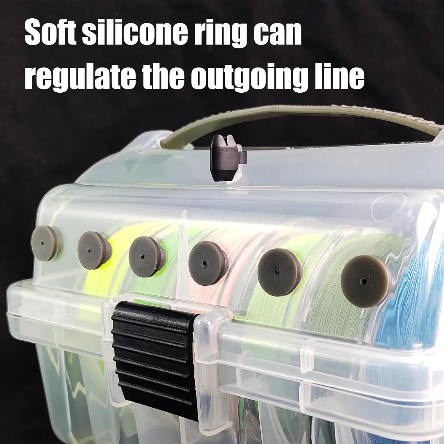 Caja organizadora de sedal de pesca resistente al agua, estuche de almacenamiento de aparejos con capacidad de 6 carretes, soporte de carrete para accesorios de pesca pescadora