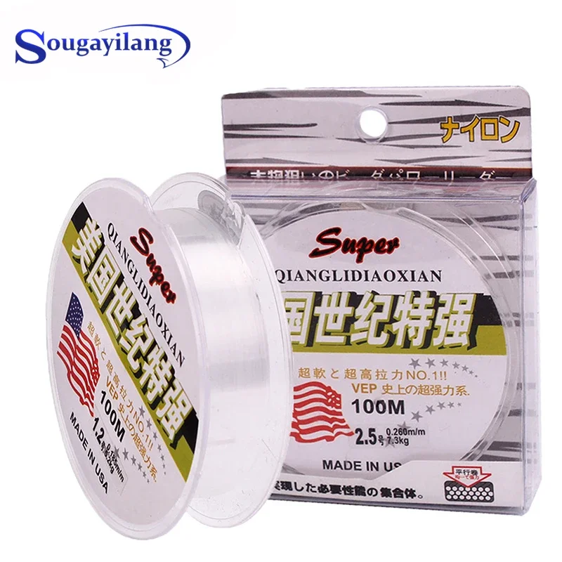 Sougayilang-sedal De Pesca súper fuerte, 100% nailon transparente, 100m, línea De Pesca De fluorocarbono, aparejos De Pesca De carpa - imagen 3
