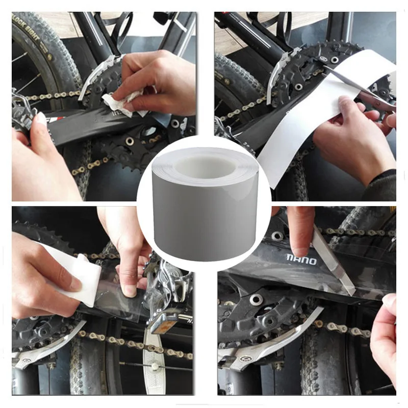 Cinta adhesiva de protección de cuadro transparente para bicicleta, Protector de cuadro de bicicleta, superficie de desgaste transparente, herramientas de película de cinta transparente, 1M - imagen 5