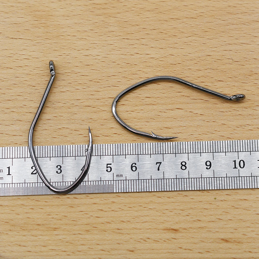 MNFT-anzuelo de pesca grande de Mar de alta calidad, tamaño de anzuelo de agua salada, 5,5x2,8 cm, acero al carbono afilado, aparejos de anzuelo de pesca de bagre, 10 Uds. - imagen 4