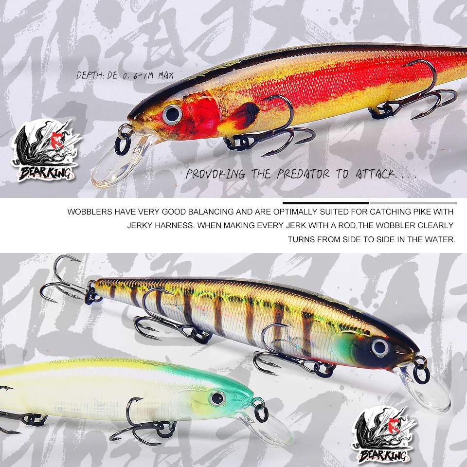 M115 Bearking 11,5 cm 16g señuelo de pesca de calidad profesional caliente, Wobblers Minnow manivela cebo excelente pintura - imagen 4